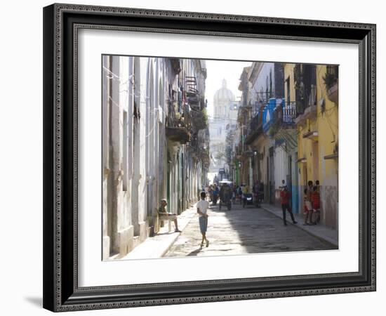 Typical Residential Street in Havana Vieja, Havana, Cuba-Lee Frost-Framed Photographic Print