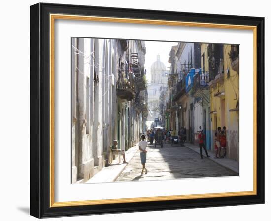 Typical Residential Street in Havana Vieja, Havana, Cuba-Lee Frost-Framed Photographic Print