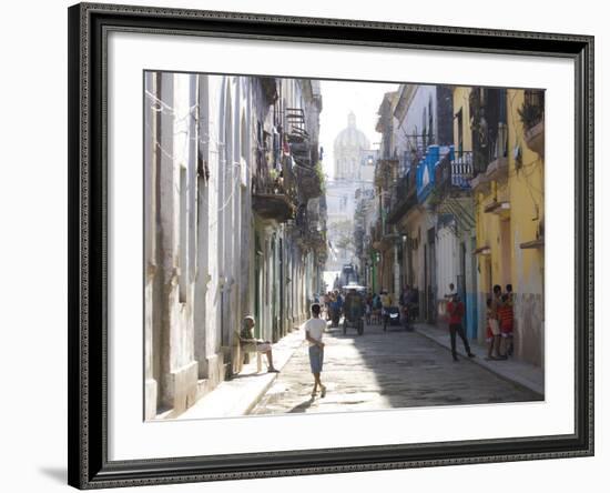 Typical Residential Street in Havana Vieja, Havana, Cuba-Lee Frost-Framed Photographic Print
