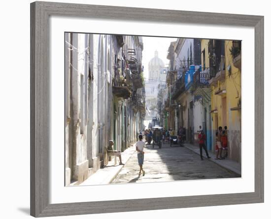 Typical Residential Street in Havana Vieja, Havana, Cuba-Lee Frost-Framed Photographic Print