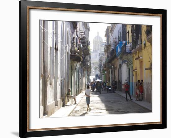 Typical Residential Street in Havana Vieja, Havana, Cuba-Lee Frost-Framed Photographic Print