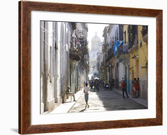 Typical Residential Street in Havana Vieja, Havana, Cuba-Lee Frost-Framed Photographic Print