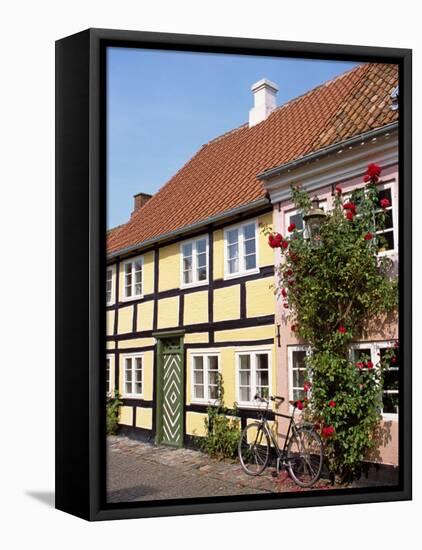 Typical Street of Pastel Houses, Aeroskobing, Aero, Denmark, Scandinavia, Europe-Ken Gillham-Framed Premier Image Canvas