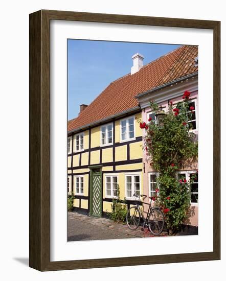 Typical Street of Pastel Houses, Aeroskobing, Aero, Denmark, Scandinavia, Europe-Ken Gillham-Framed Photographic Print