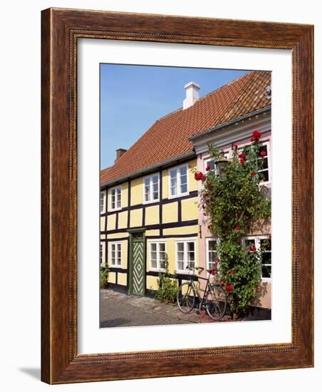 Typical Street of Pastel Houses, Aeroskobing, Aero, Denmark, Scandinavia, Europe-Ken Gillham-Framed Photographic Print