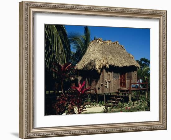 Typical Thatched Wooden Hut on the Island, Caye Caulker, Belize, Central America-Christopher Rennie-Framed Photographic Print