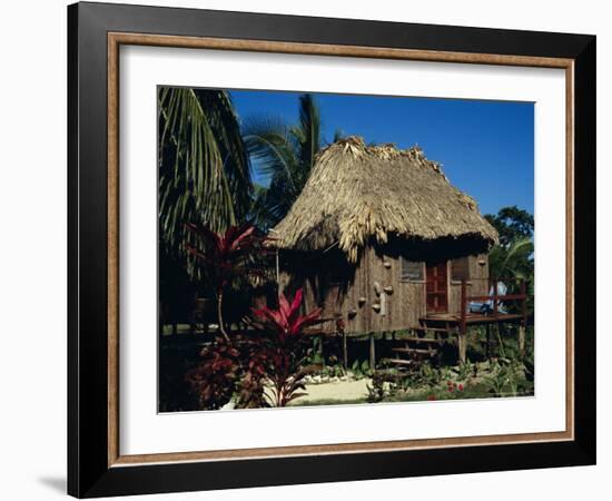 Typical Thatched Wooden Hut on the Island, Caye Caulker, Belize, Central America-Christopher Rennie-Framed Photographic Print