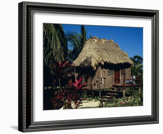 Typical Thatched Wooden Hut on the Island, Caye Caulker, Belize, Central America-Christopher Rennie-Framed Photographic Print