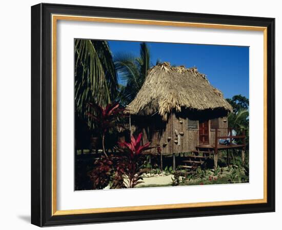 Typical Thatched Wooden Hut on the Island, Caye Caulker, Belize, Central America-Christopher Rennie-Framed Photographic Print