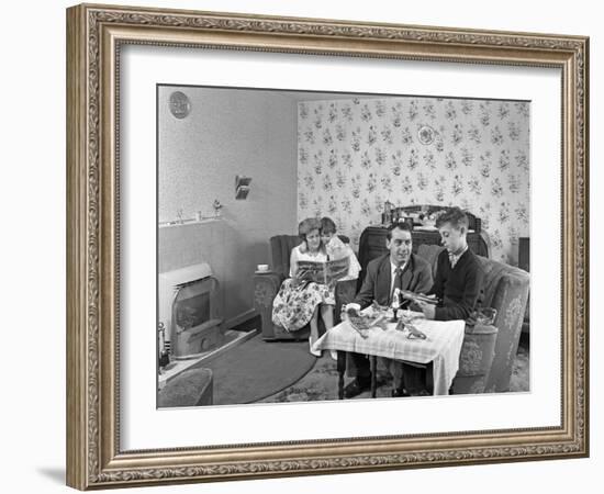 Typical Working Class Living Room Scene with Family, 11 July 1962-Michael Walters-Framed Photographic Print