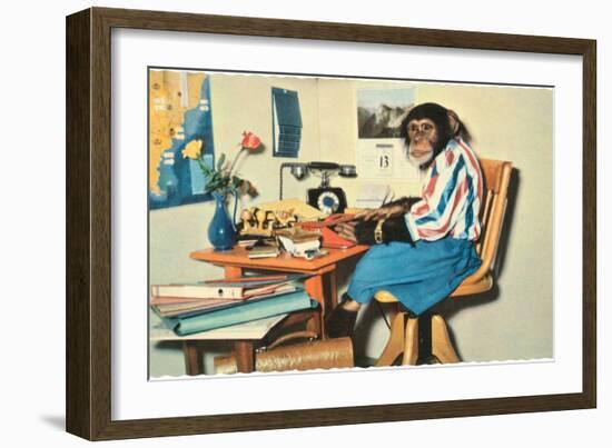 Typing Chimpanzee-null-Framed Art Print