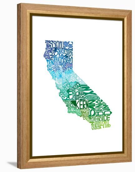 Typographic California Cool-CAPow-Framed Stretched Canvas
