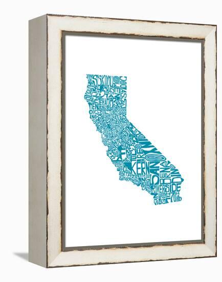 Typographic California Teal-CAPow-Framed Stretched Canvas