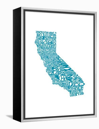 Typographic California Teal-CAPow-Framed Stretched Canvas