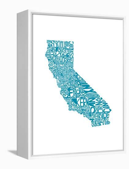 Typographic California Teal-CAPow-Framed Stretched Canvas