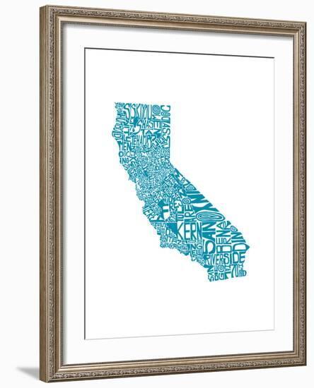 Typographic California Teal-CAPow-Framed Art Print