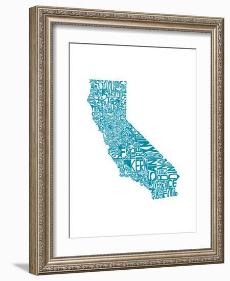 Typographic California Teal-CAPow-Framed Art Print