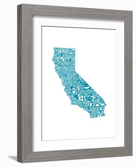 Typographic California Teal-CAPow-Framed Art Print