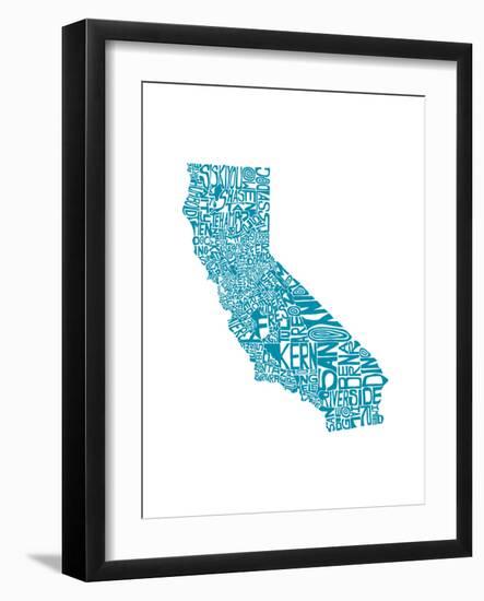 Typographic California Teal-CAPow-Framed Art Print