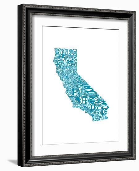 Typographic California Teal-CAPow-Framed Art Print