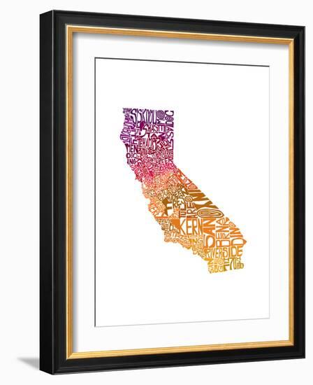 Typographic California Warm-CAPow-Framed Premium Giclee Print