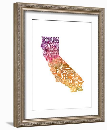 Typographic California Warm-CAPow-Framed Art Print