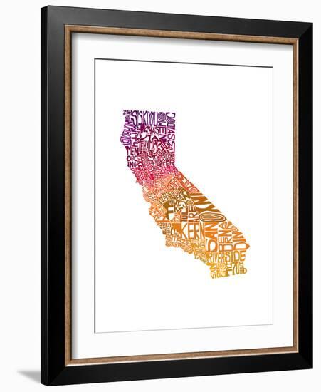 Typographic California Warm-CAPow-Framed Art Print