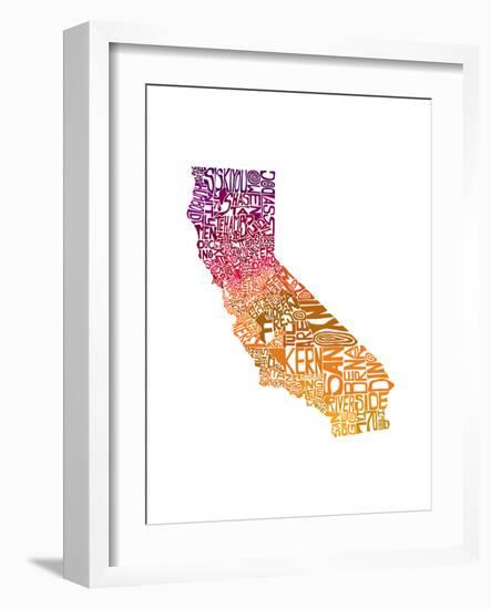 Typographic California Warm-CAPow-Framed Art Print