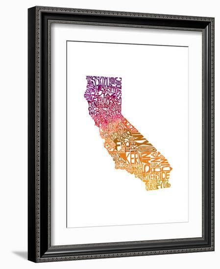 Typographic California Warm-CAPow-Framed Art Print