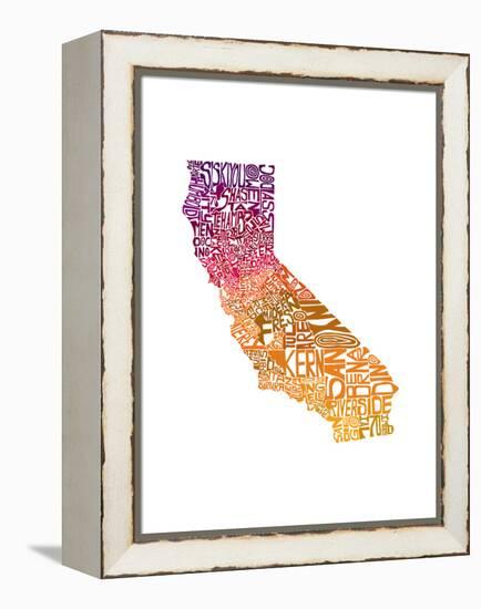 Typographic California Warm-CAPow-Framed Stretched Canvas