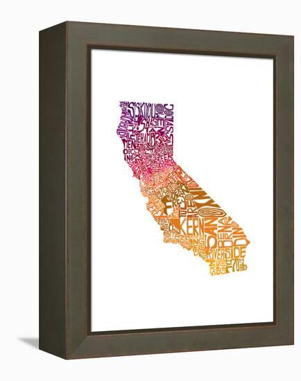 Typographic California Warm-CAPow-Framed Stretched Canvas