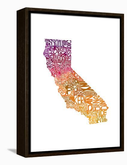 Typographic California Warm-CAPow-Framed Stretched Canvas