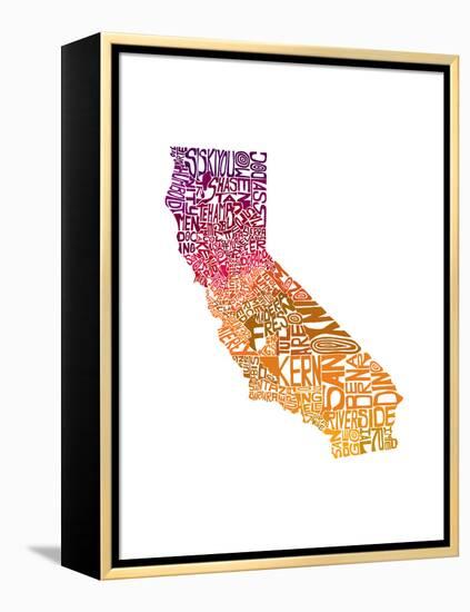 Typographic California Warm-CAPow-Framed Stretched Canvas