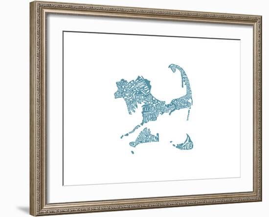 Typographic Cape Cod French Blue-CAPow-Framed Art Print