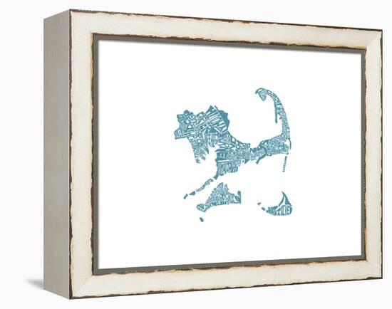 Typographic Cape Cod French Blue-CAPow-Framed Stretched Canvas