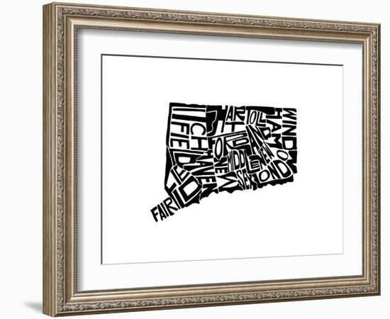 Typographic Connecticut-CAPow-Framed Art Print