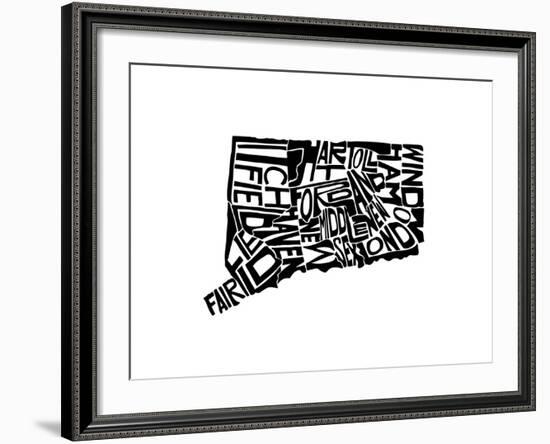 Typographic Connecticut-CAPow-Framed Art Print