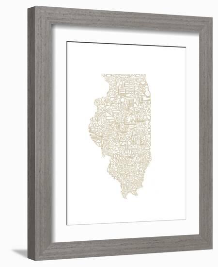 Typographic Illinois Beige-CAPow-Framed Art Print