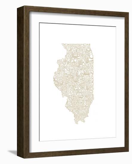 Typographic Illinois Beige-CAPow-Framed Art Print