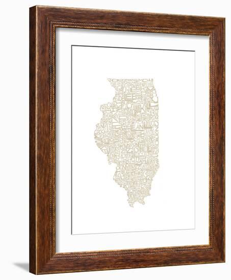 Typographic Illinois Beige-CAPow-Framed Art Print