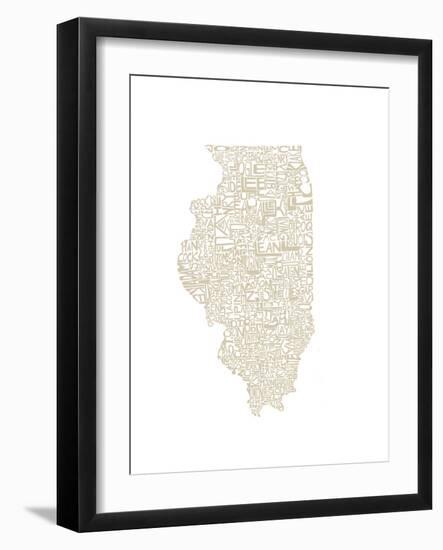 Typographic Illinois Beige-CAPow-Framed Art Print