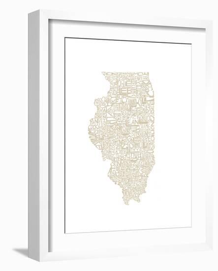 Typographic Illinois Beige-CAPow-Framed Art Print