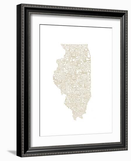 Typographic Illinois Beige-CAPow-Framed Art Print