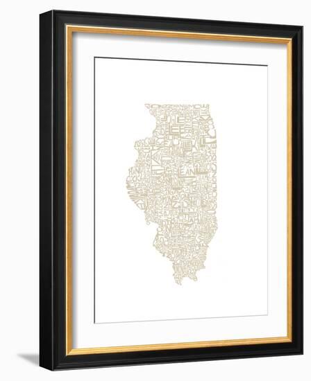 Typographic Illinois Beige-CAPow-Framed Art Print