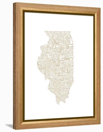 Typographic Illinois Beige-CAPow-Framed Stretched Canvas