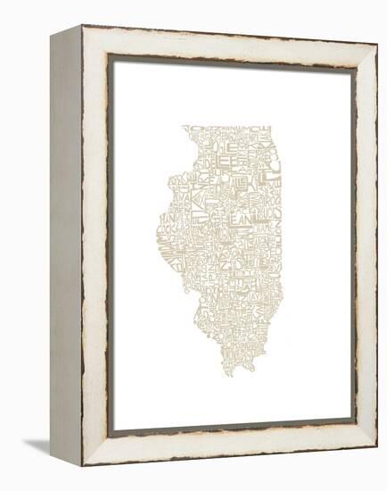 Typographic Illinois Beige-CAPow-Framed Stretched Canvas