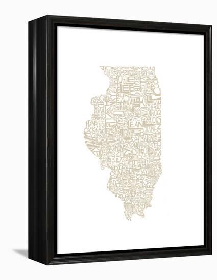 Typographic Illinois Beige-CAPow-Framed Stretched Canvas