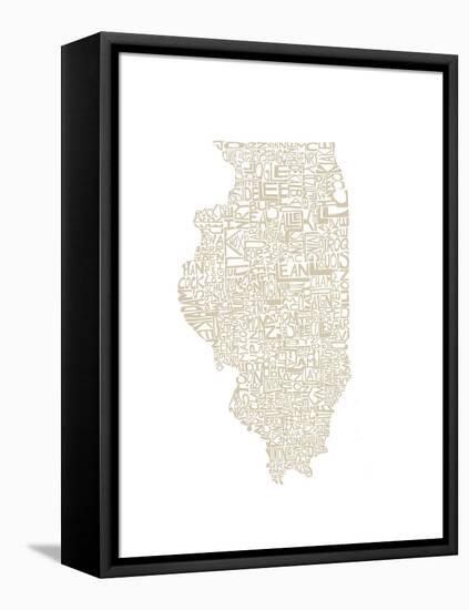 Typographic Illinois Beige-CAPow-Framed Stretched Canvas