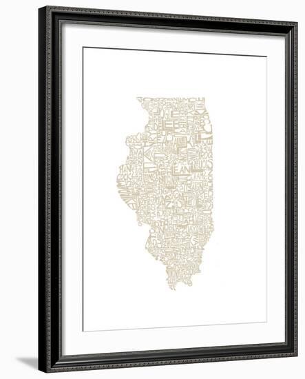 Typographic Illinois Beige-CAPow-Framed Art Print