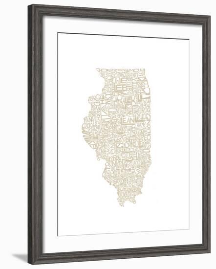 Typographic Illinois Beige-CAPow-Framed Art Print